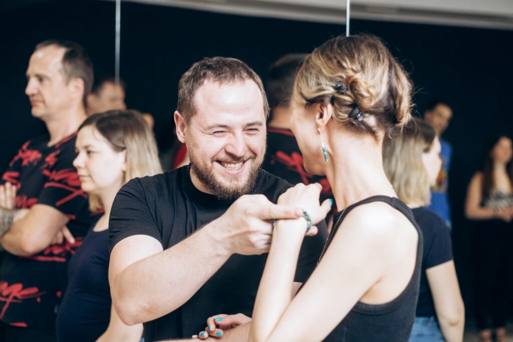 Dancers laughing